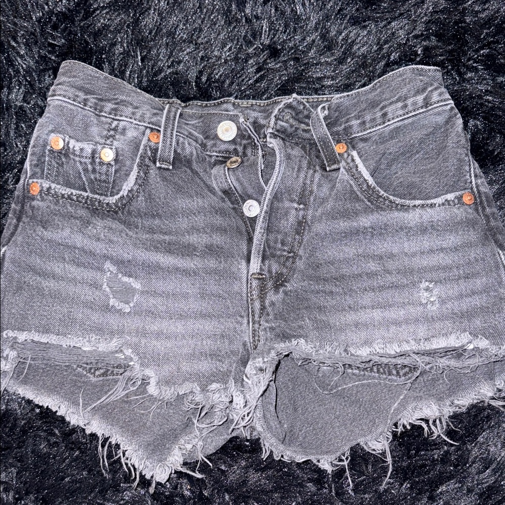 Signature by Levi Strauss Distressed Black Jean Shorts